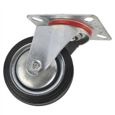 3 75mm Fixed Swivel Castors with Brakes Wheels Trolley Furniture 8 - AB Tools