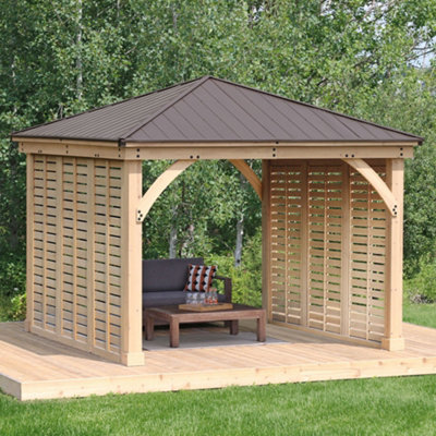 3.7m (12ft) Meridian Gazebo with Double Privacy Wall