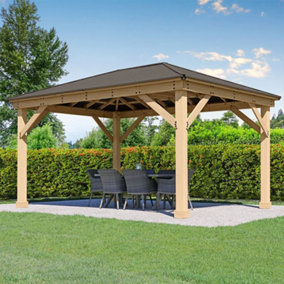 3.7m x 4.9m (12ft x 16ft) Meridian Gazebo with Single Privacy Wall