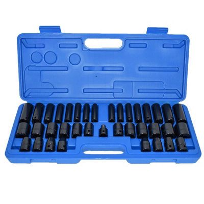 3/8" 1/2" Shallow and Deep Metric MM Imperial AF Impact Sockets 6 sided 38pc