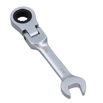 3/8" AF SAE Imperial Flexible Stubby Flexi Head Ratchet Spanner Combi Wrench