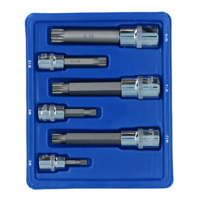 Spline Triple Square Steckschlüssel-Set: 3/8" & 1/2" Antrieb, Größen M6–M16 – Aus Chrom-Vanadium-Stahl Für Hohe Belastung