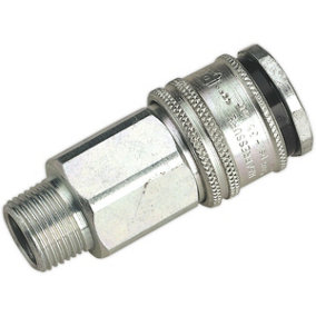 3/8" BSPT Male Coupling Body - 100 psi Free Airflow Rate - Hardened Steel