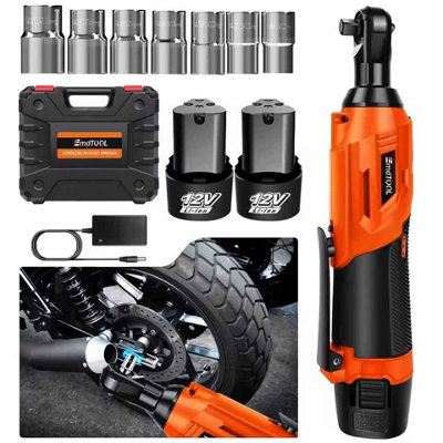 3/8 cordless ratchet wrench, 12V electric ratchet driver with 7 sockets ...