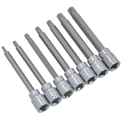 Set 7 Prese Triple Quadrato Maschio AB Tools AT647 - 3/8'' Extra Lunghe M4-M10, Valigetta