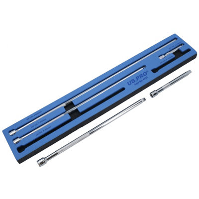 3/8" Drive Extra Long Socket Extension Bar Set 100mm - 600mm 5pc Set