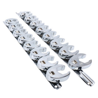 3/8" Drive Imperial  AF + Metric Crowfoot Crowfeet 3/8" - 7/8" 10 - 22mm 16pc