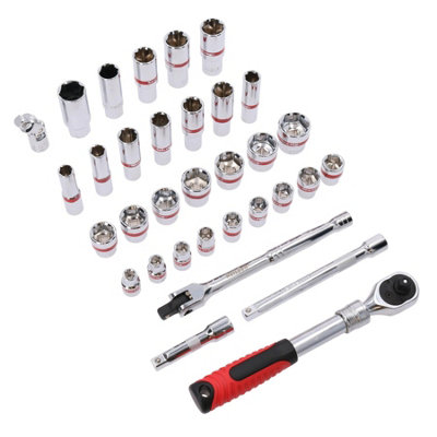 3/8" Drive Metric Shallow And Deep Socket And Accessory Set 8mm - 24mm 33pc