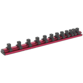 3/8" Square Drive Bit Holder - 12x Socket Capacity - Retaining Rail Bar Storage