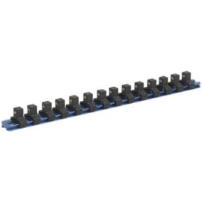 3/8" Square Drive Bit Holder - 14x Socket MAX - Retaining Rail Bar Storage Strip