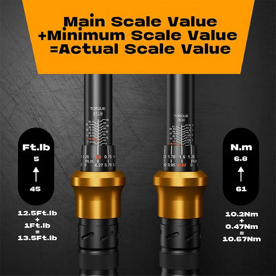 3/8" Torque Wrench Set 5-60Nm Square Drive Spanner Precise Reversible ...