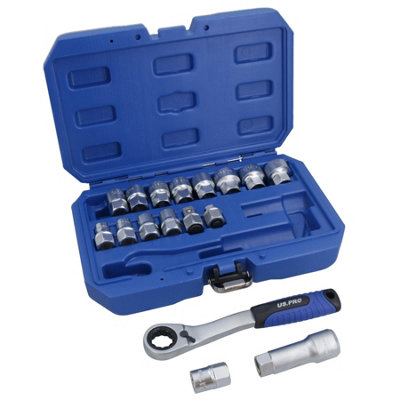 3/8in and 1/2in Drive Go Through Go-Thru Metric Socket Set 10 - 24mm 17pc
