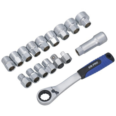 3/8in and 1/2in Drive Go Through Go-Thru Metric Socket Set 10 - 24mm 17pc