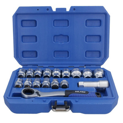 3/8in and 1/2in Drive Go Through Go-Thru Metric Socket Set 10 - 24mm 17pc