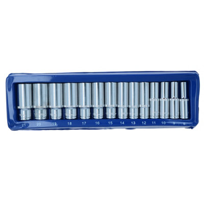 3/8in Drive Double Deep Metric MM Sockets 6 Sided Single Hex 8mm to ...