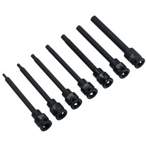 3/8in Drive Extra Long Impact Impacted Hex Allen Key Sockets 3mm-10mm 7pc