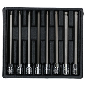 3/8in Drive Metric Extra Long Allen Hex Key Ball Ended Sockets 8pc