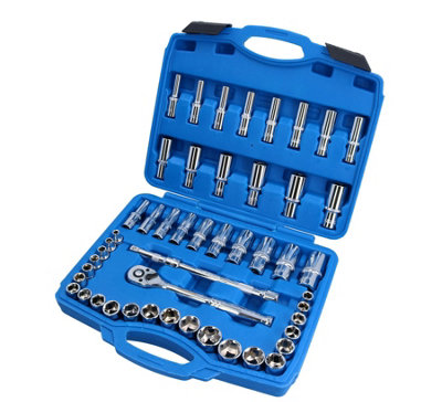 3/8in Drive Metric Imperial Socket Set Shallow + Deep 50pc