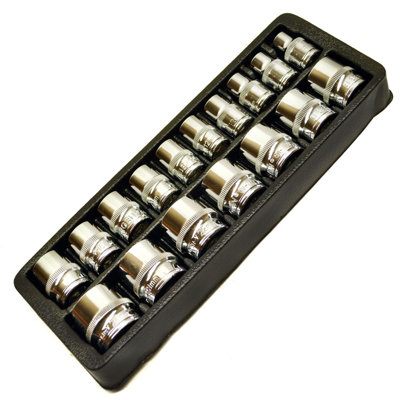 3/8in Drive Shallow And Deep Metric 6 Sided Single Hex Sockets 8mm to 21mm 31pc