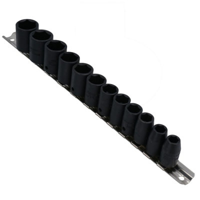 3/8in Drive Shallow Metric MM Impact Sockets 8mm-19mm 6 Sided 12pc Set
