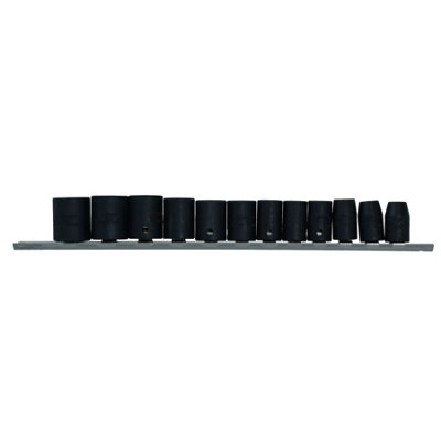 3/8in Drive Shallow Metric MM Impact Sockets 8mm-19mm 6 Sided 12pc Set