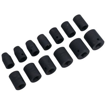 3/8in Drive Shallow Stubby Metric Sockets 6 Sided Single Hex 7mm-19mm 13pc