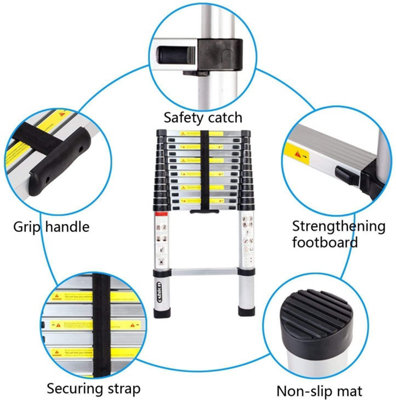 3.8M/12.5Ft Extendable 13 Steps Aluminum Ladders
