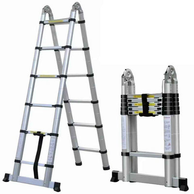3.8m Combination Ladder A-Frame - 2 way Aluminium Alloy, Non-Slip ...