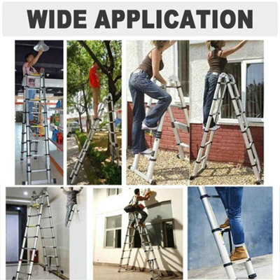 3.8m Combination Ladder A-Frame - 2 way Aluminium Alloy, Non-Slip ...