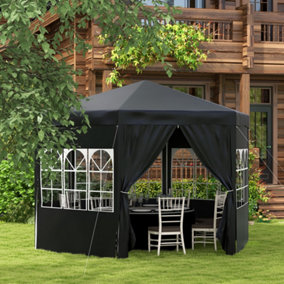3.9m Outdoor Gazebo Canopy Party Tent with 6 Removable Side Walls for Garden, Black
