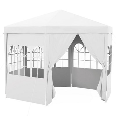 3.9m Outdoor Gazebo Canopy Party Tent with 6 Removable Side Walls for Garden, White