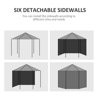 3.9m Outdoor Gazebo Canopy Party Tent with 6 Removable Side Walls for Garden - 7