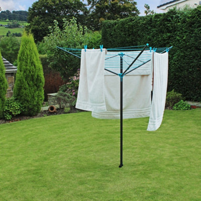 3 Arm Rotary Airer Washing Line Grey Garden Laundry Clothes Airer