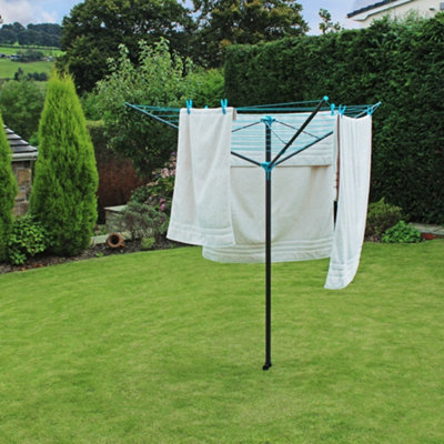 3 Arm Rotary Airer Washing Line Grey Garden Laundry Clothes Airer 25kg Capacity