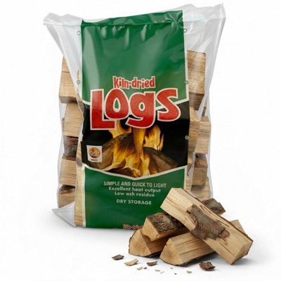 3 Bags (54L) Premium Kiln Dried Hardwood Logs Long Burning High Heat ...