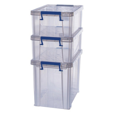 3 BANKERS BOX 2 x 10L 1 x 18.5L Clear Plastic Storage Box with Lid Super Strong Plastic Boxes