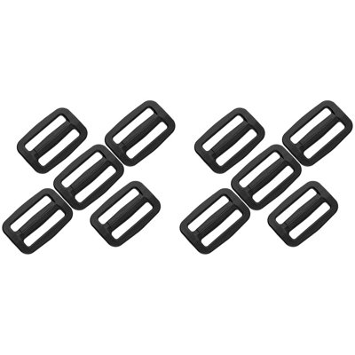 3 Bar Tri Glide Sliders Buckles Fasteners for 25 mm / 1 in Webbing Strap, Backpack, Bag - Black, Plastic (Pack of 10)