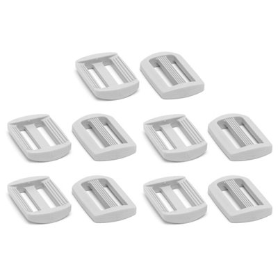3 Bar Tri Glide Sliders Buckles Fasteners for 25 mm / 1 in Webbing Strap, Backpack, Bag - White, Plastic (Pack of 10)