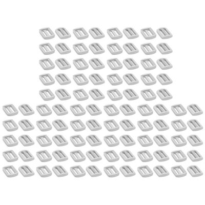 3 Bar Tri Glide Sliders Buckles Fasteners for 25 mm / 1 in Webbing Strap, Backpack, Bag - White, Plastic (Pack of 100)