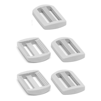 3 Bar Tri Glide Sliders Buckles Fasteners for 25 mm / 1 in Webbing Strap, Backpack, Bag - White, Plastic (Pack of 5)