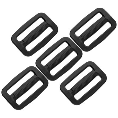 3 Bar Tri Glide Sliders Buckles Fasteners for 30 mm / 1.18 in Webbing Strap, Backpack, Bag - Black, Plastic (Pack of 5)
