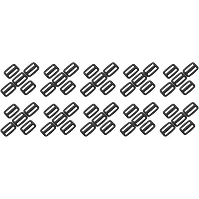 3 Bar Tri Glide Sliders Buckles Fasteners for 38 mm / 1.5 in Webbing Strap, Backpack, Bag - Black, Plastic (Pack of 50)
