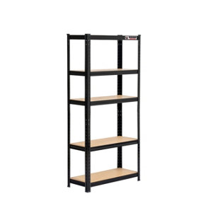 3 Bays - 150 x 75 x 30cm - Black - 5 Tier Boltless Heavy Duty Garage Shelving Unit - 1000kg Load Weight