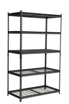 3 Bays - 183 x 120 x 60cm - Black - 5 Tier Boltless Heavy Duty Wire Shelving Unit - 1000kg Load Weight