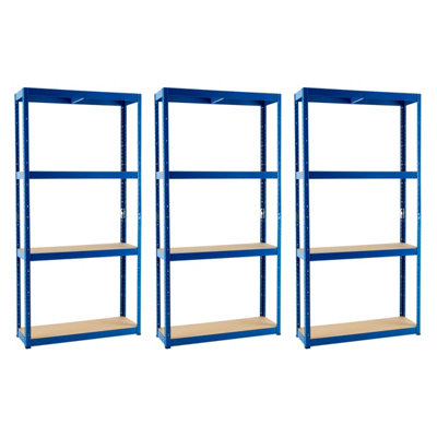 3 Bays of 4 Tier Everyday Storage Shelving 1800h x 900w x 300d mm 275kg