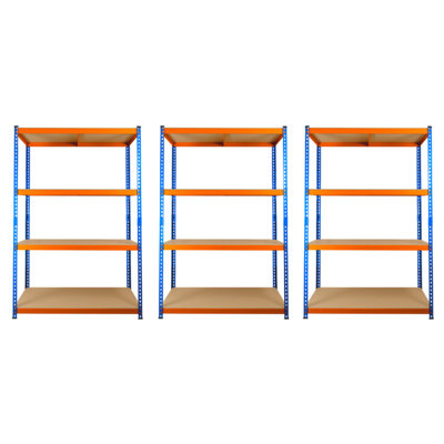 3 Bays of 4 Tier Extra Heavy Duty Storage Racking 1800h x 1200w x 450d mm 300kg