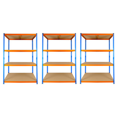 3 Bays of 4 Tier Extra Heavy Duty Storage Racking 1800h x 1200w x 600d mm 300kg