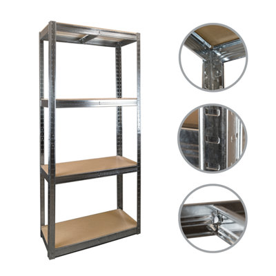3 Bays of 4 Tier Galvanised Garage Shelving 1500h x 700w x 300d mm 175kg
