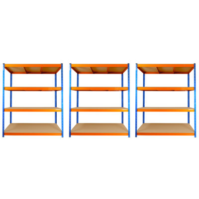 3 Bays of 4 Tier ULTRA HEAVY DUTY Storage Racking 1800h x 1500w x 600d mm 350kg