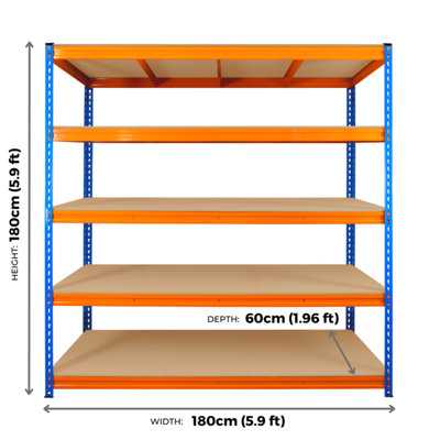 3 Bays of 5 Tier ULTRA HEAVY DUTY Storage Racking 1800h x 1800w x 600d mm 350kg